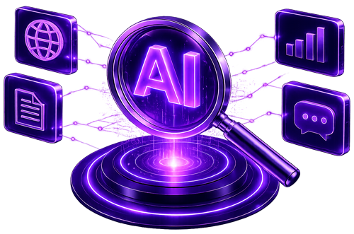 Futuristic AI Analytics & SEO Audit Interface
