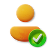 User profile icon with checkmark account approval and verification icon
