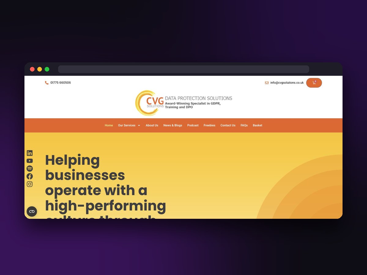 CVG Solutions website screenshot by Juggernaut Technologies