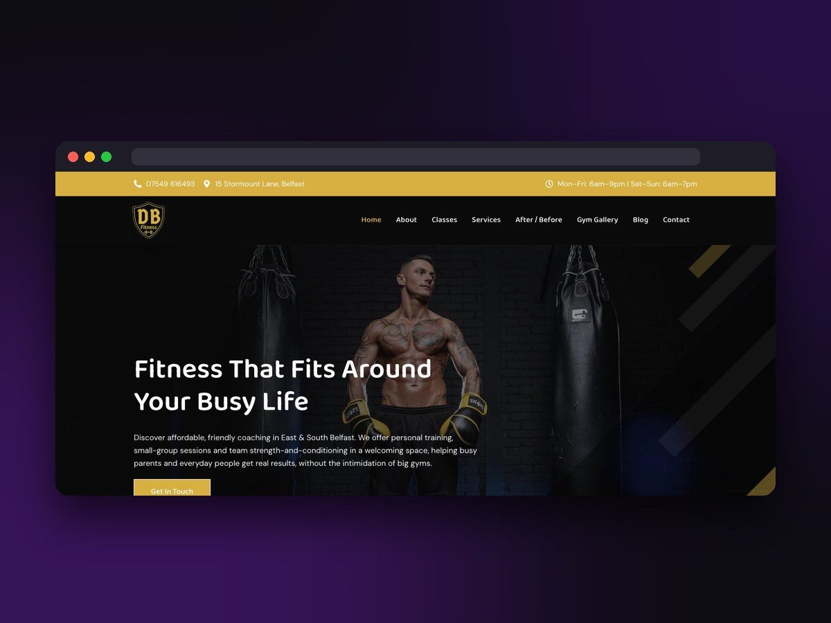 DB Fitness21 website screenshot by Juggernaut Technologies