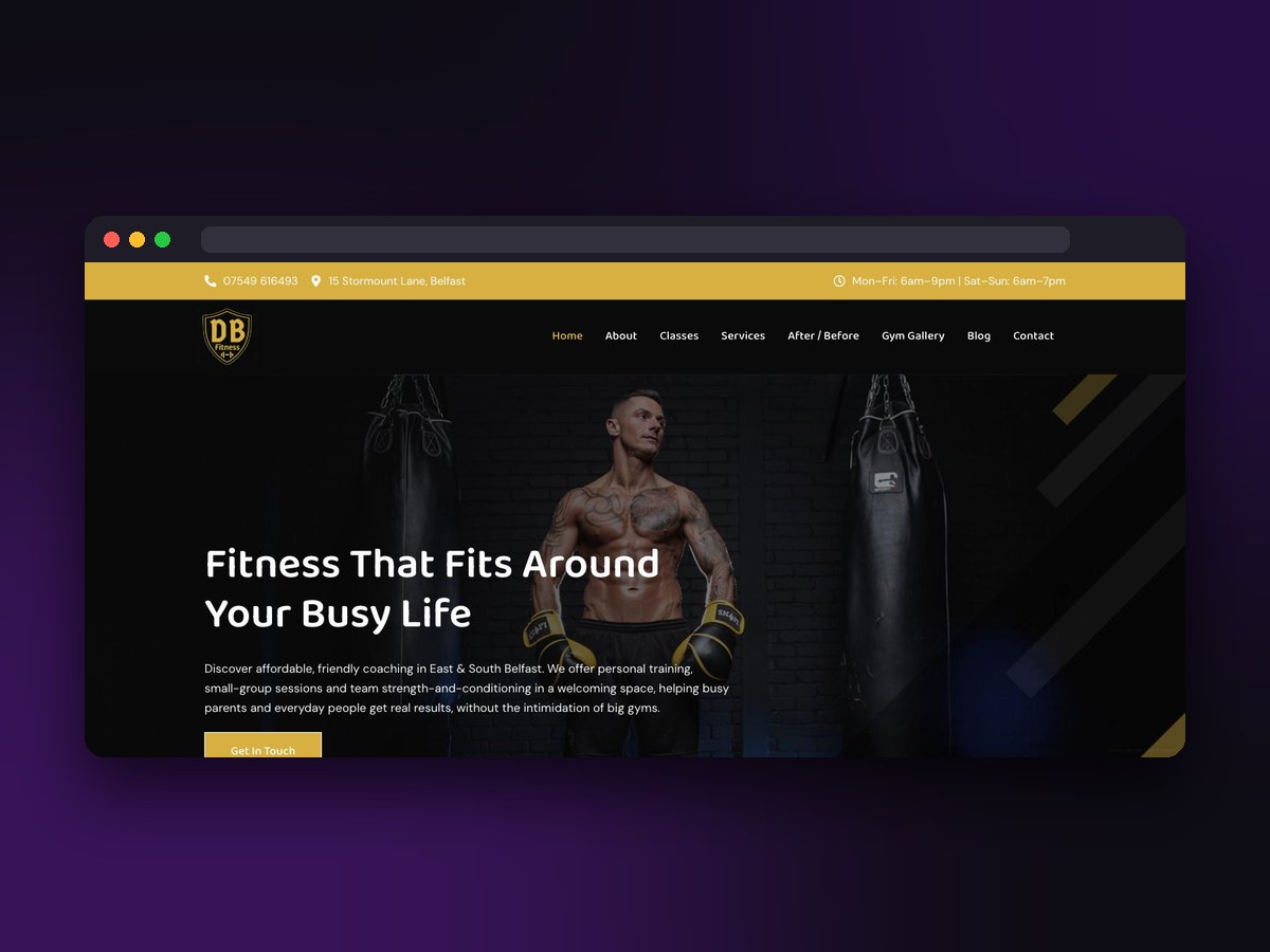 DB Fitness21 website screenshot by Juggernaut Technologies