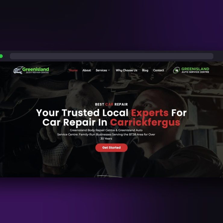 Greenisland Automotive website screenshot by Juggernaut Technologies