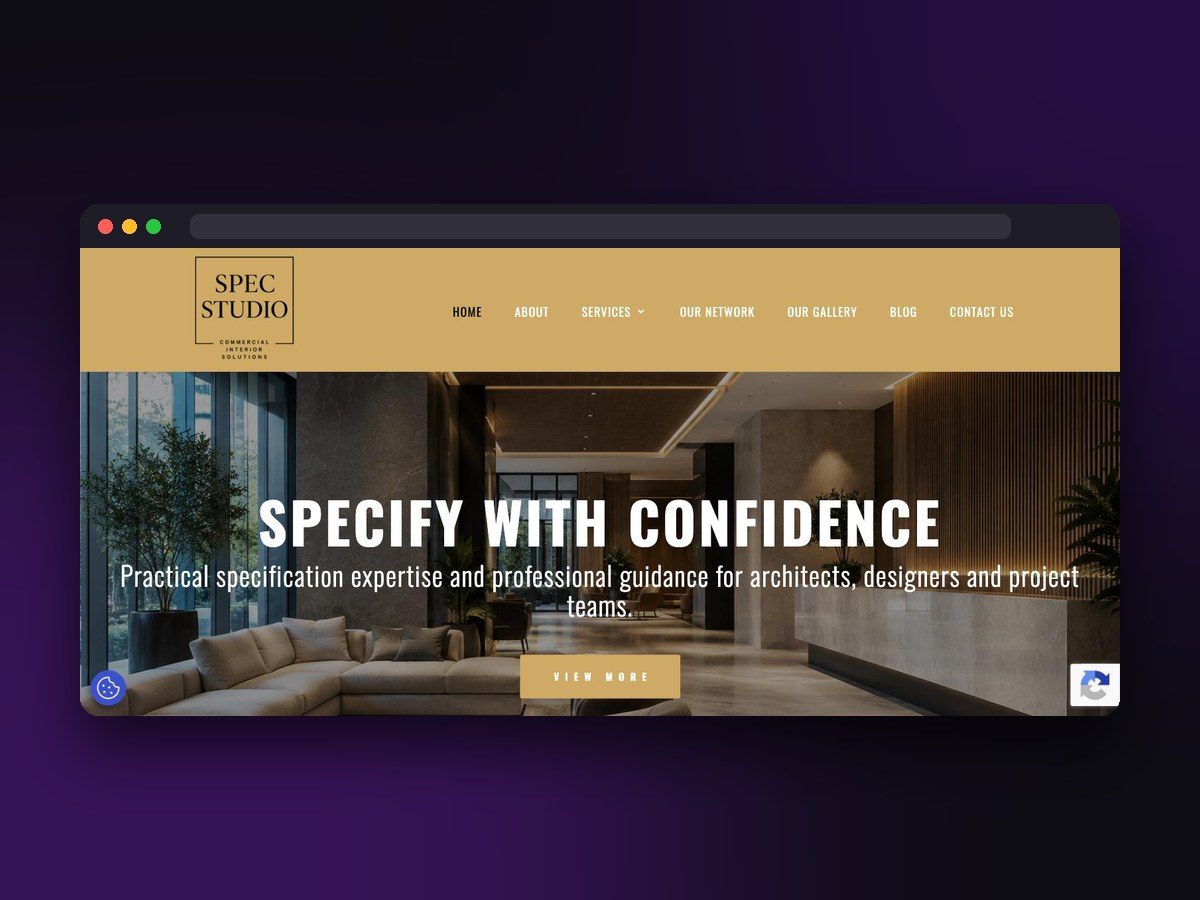 Specification Studio website screenshot by Juggernaut Technologies